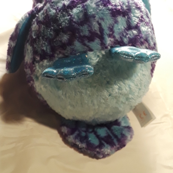 •Ty Beanie Boo Oscar the purple wise owl with shimmery Big eyes and toes 10.5in - Picture 9 of 11